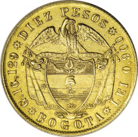 10 pesos - Etats-Unis de Colombie