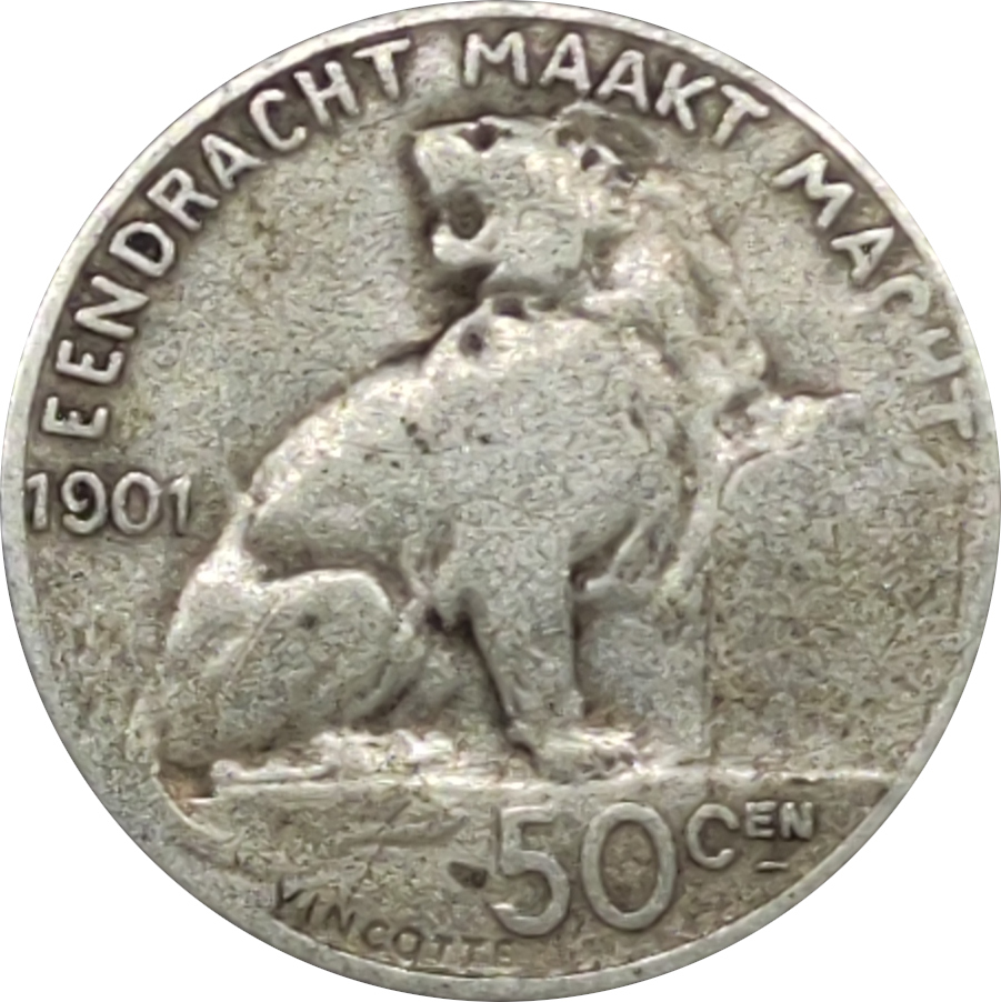 50 centimes - Léopold II - Lion