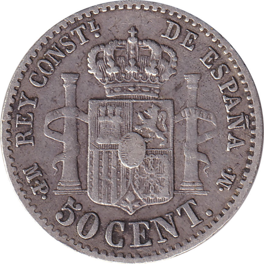 50 centimos - Alphonse XIII - Buste juvénile