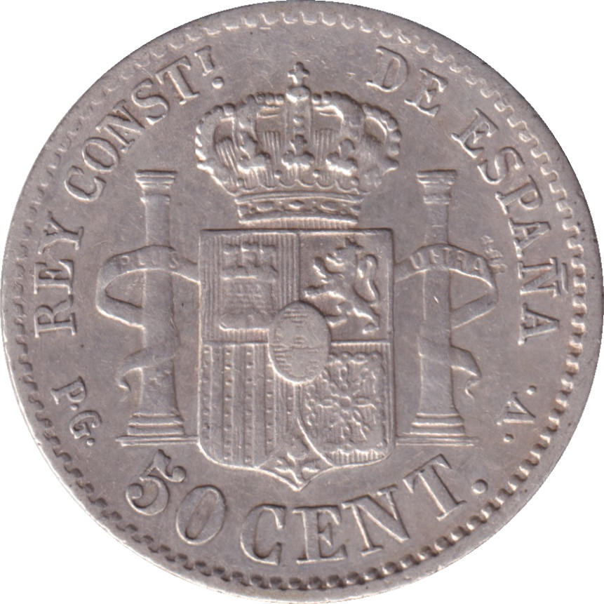 50 centimos - Alphonse XIII - Tête enfantine