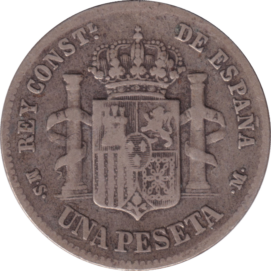 1 peseta - Alphonse XII - Mature head