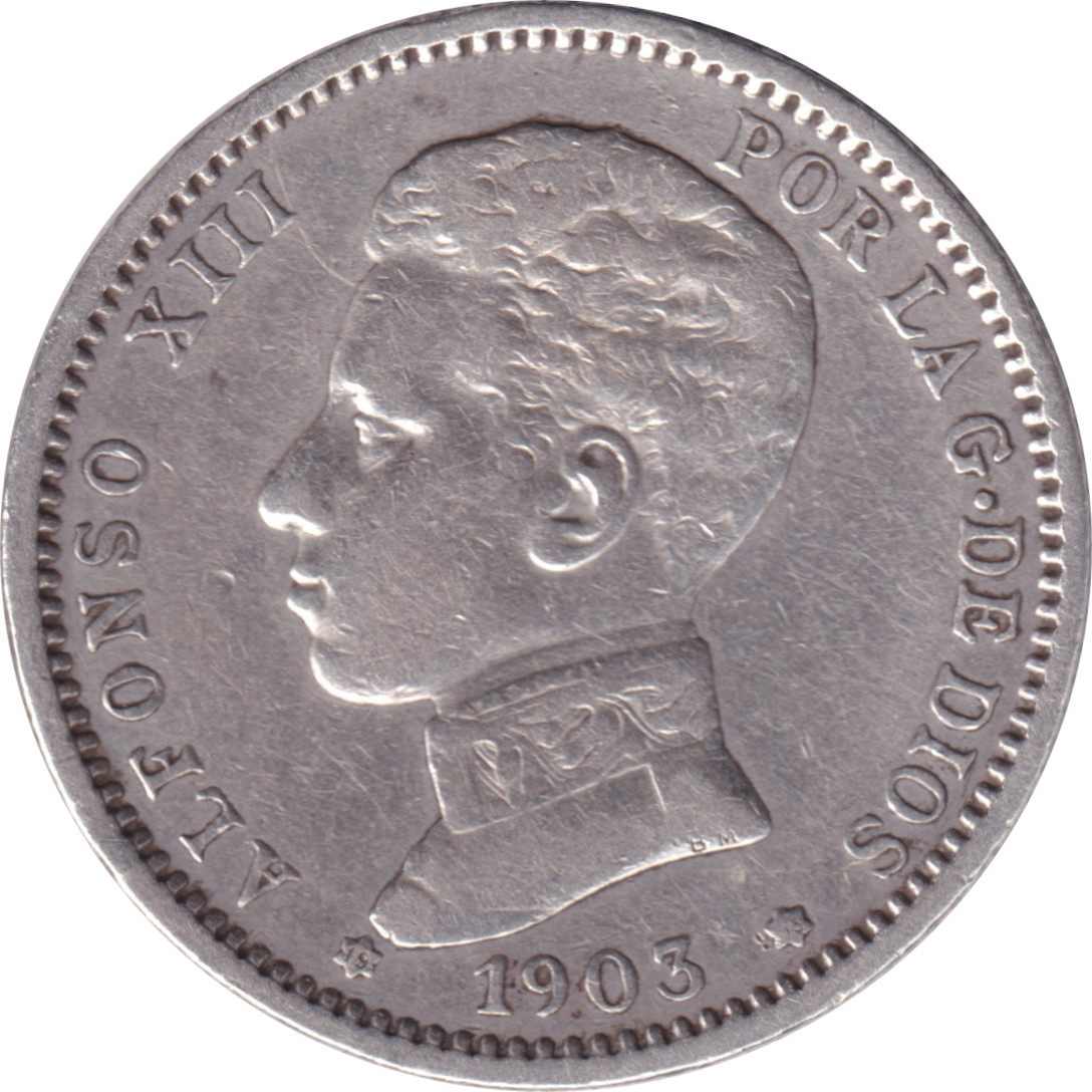 1 peseta - Alphonse XIII - Petit buste