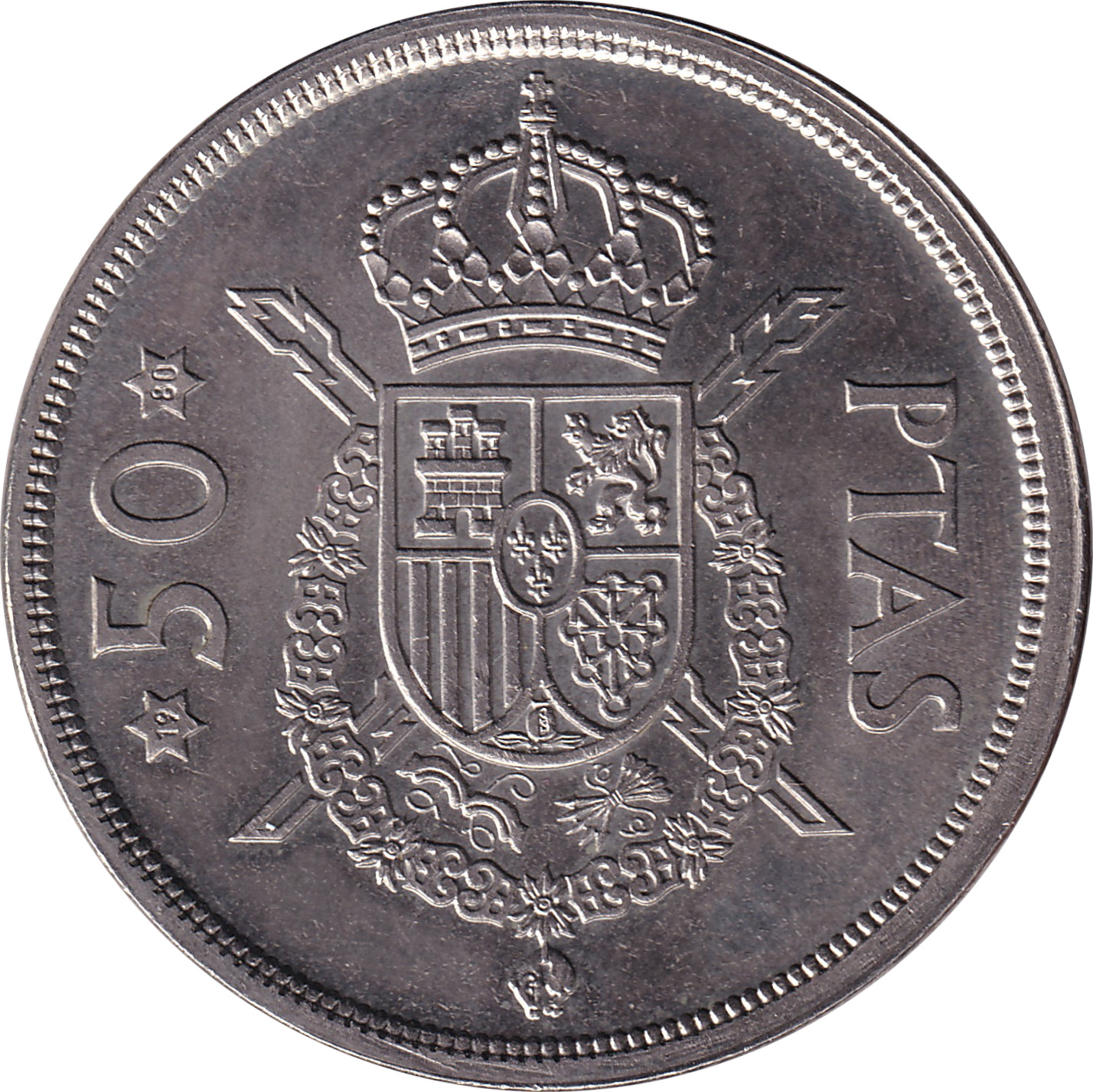 50 pesetas - Juan Carlos I - Armoiries - Type 1