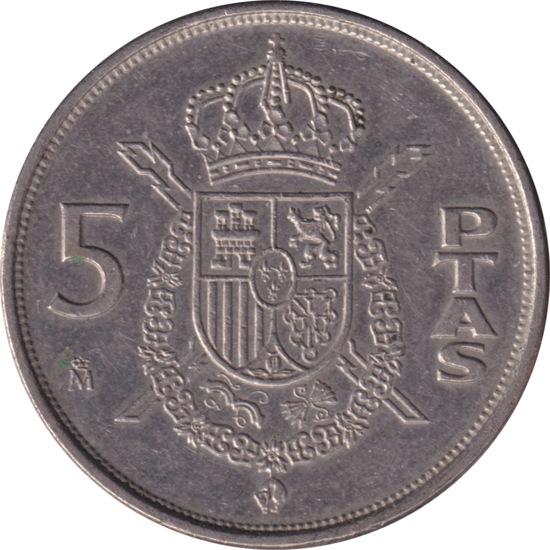 5 pesetas - Juan Carlos I - Armoiries - Type 2