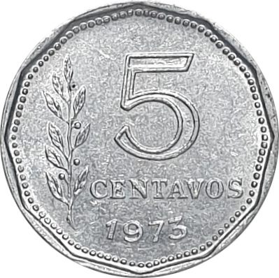 5 centavos - Tête de la Liberté - Branche de chêne