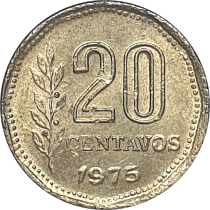 20 centavos - Tête de la Liberté - Branche de chêne
