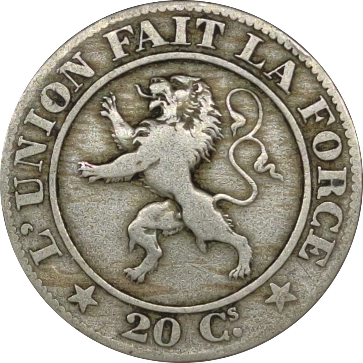 20 centimes - Leopold I - Heraldic Lion