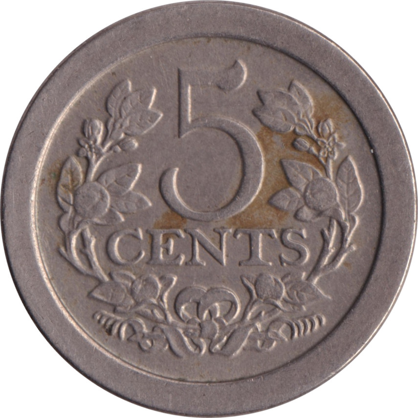5 cents - Wilhelmina I - Couronne