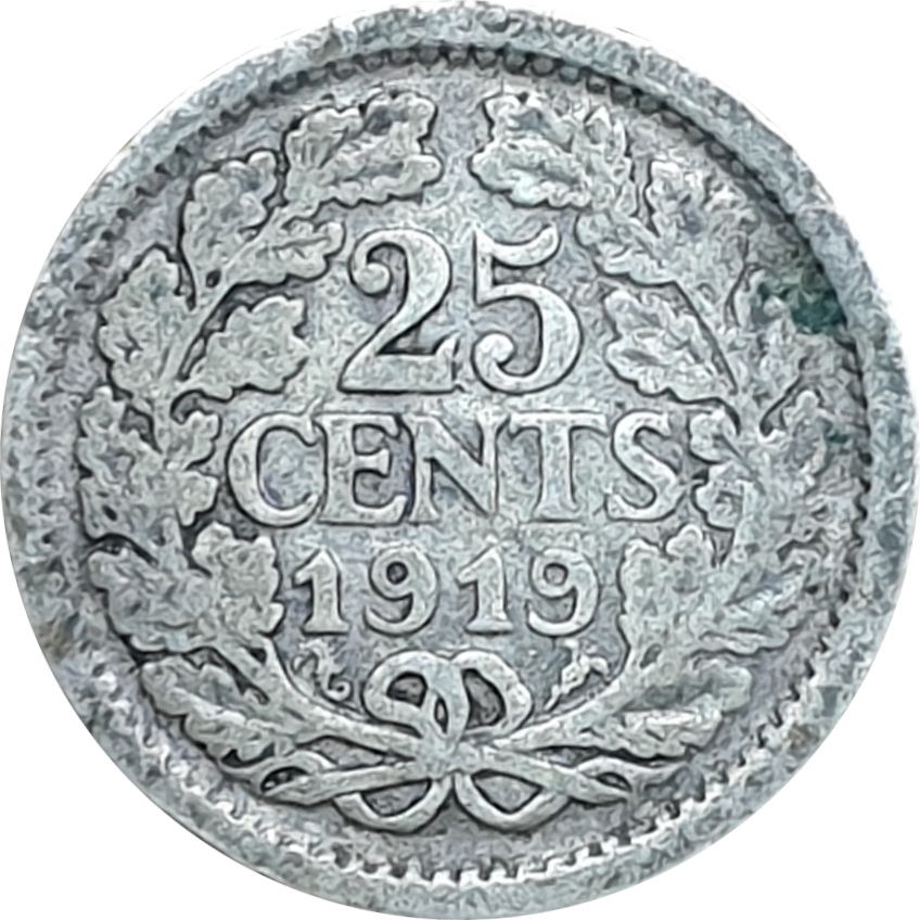 25 cents - Wilhelmina I - Buste mature