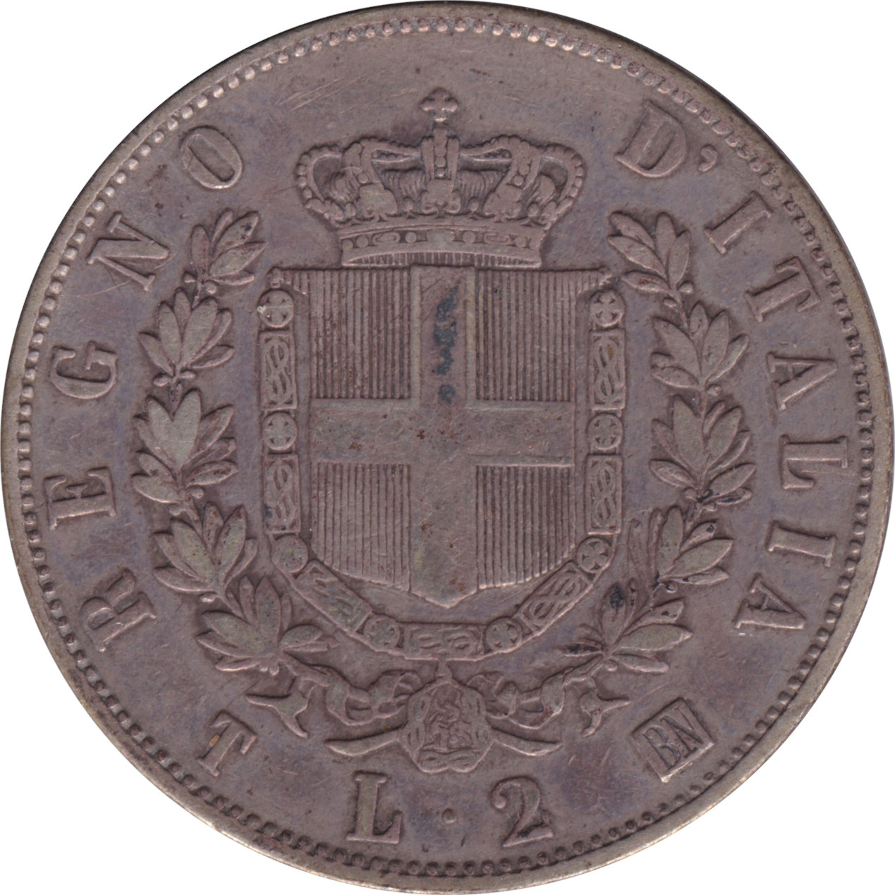 2 lire - Victor Emmanuel II - Shield
