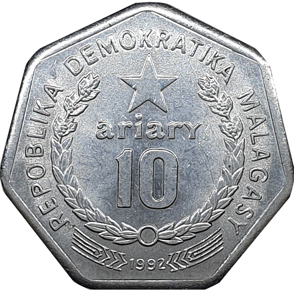 10 ariary - République démocratique - Polygonale