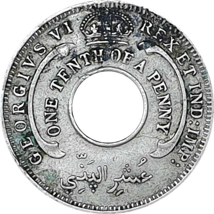 1/10 penny - Georges VI - British West Africa - Georges VI REX ET IND: IMP:
