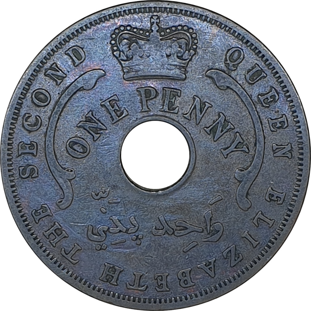 1 penny - Star - British West Africa - Elizabeth II