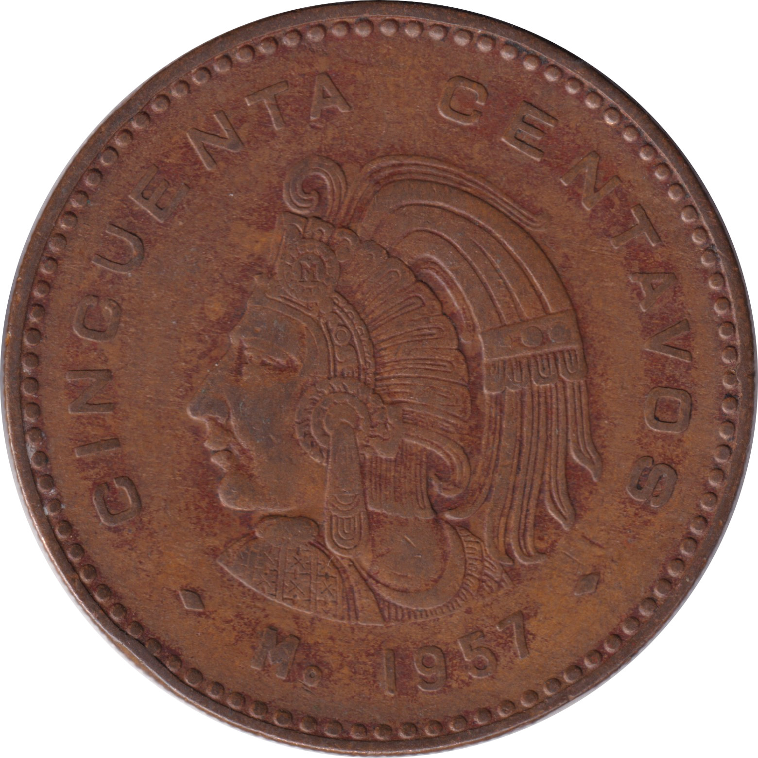 50 centavos - Amérindien de profil - Bronze