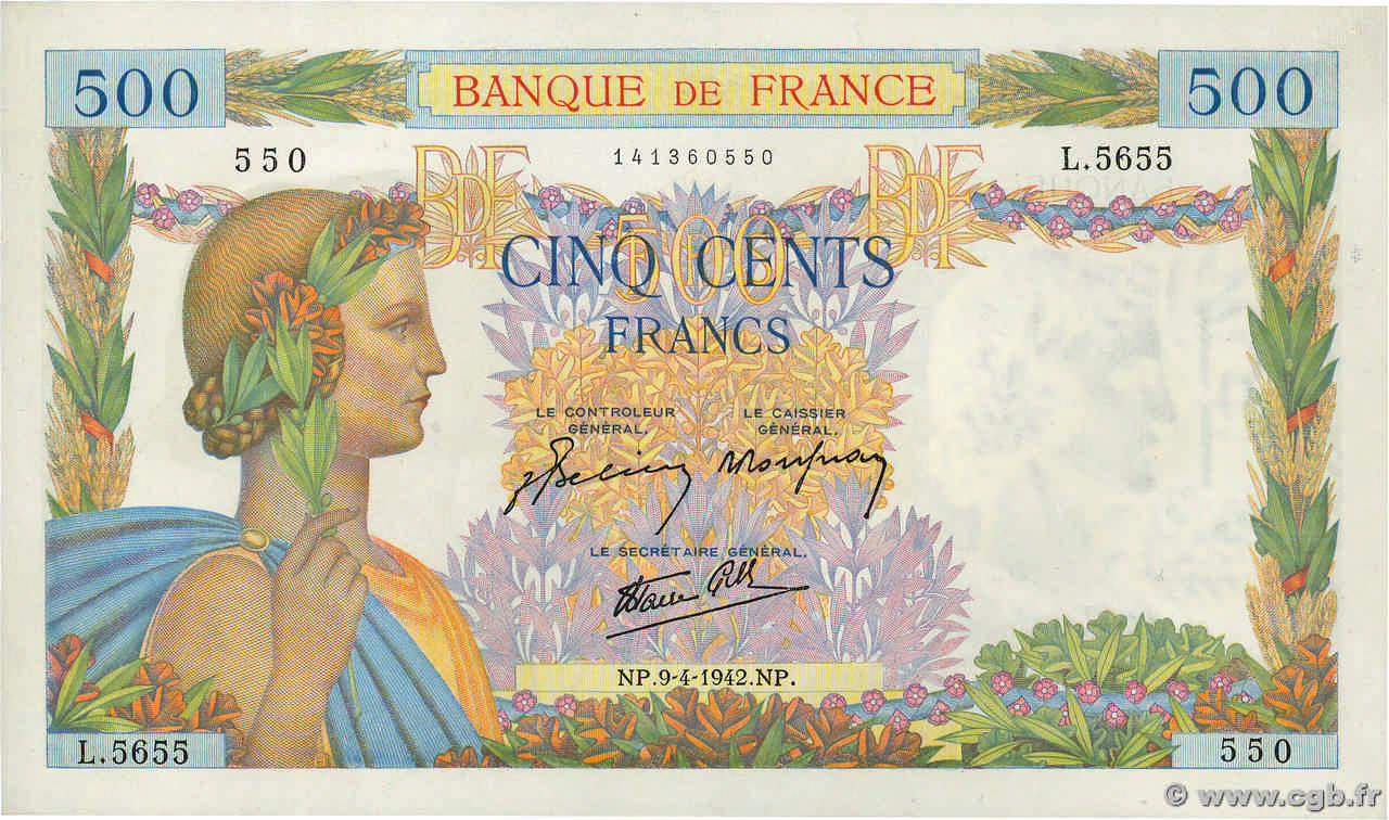 500 francs - Peace