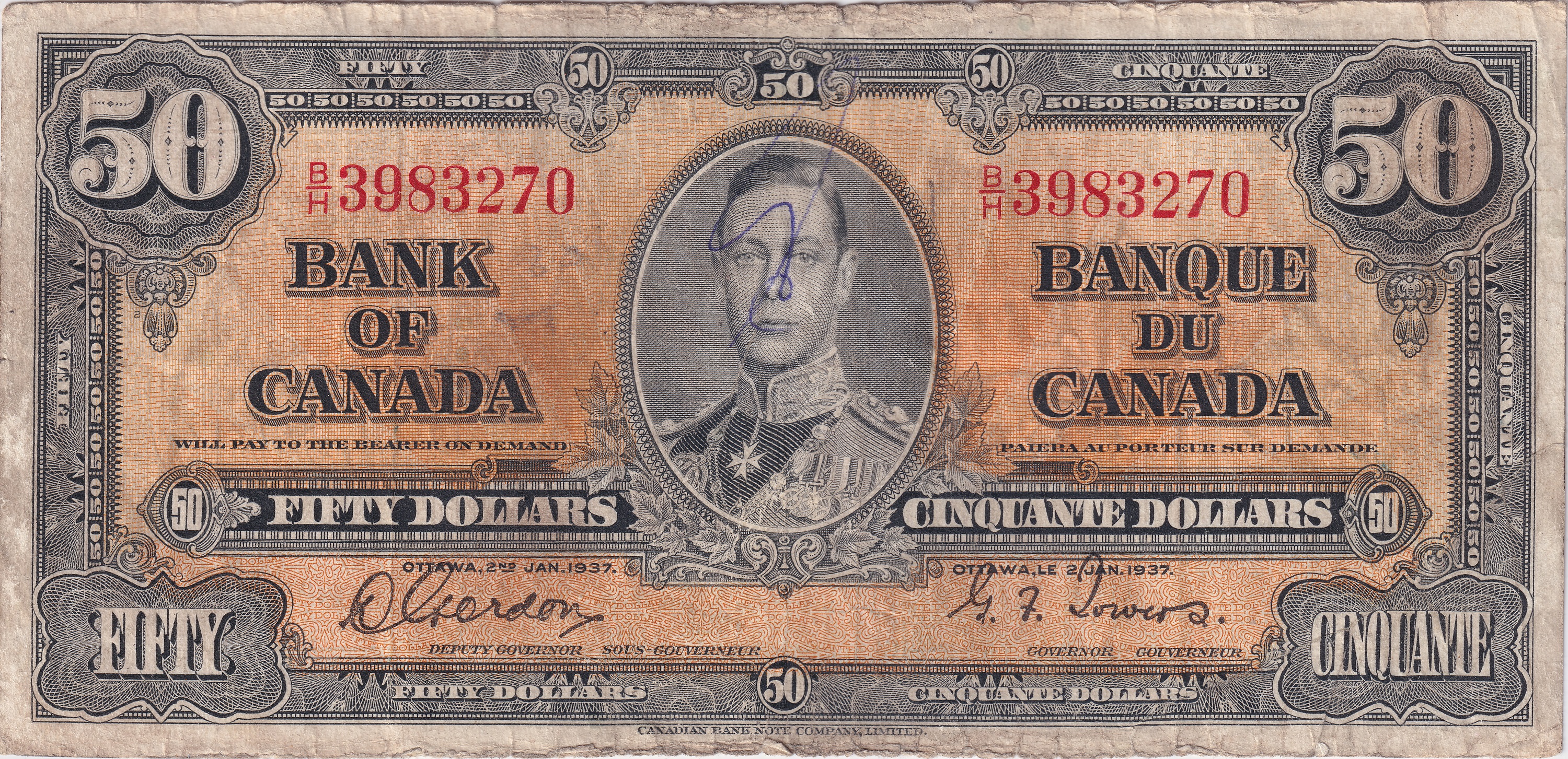 50 dollars - Série 1937 - George VI