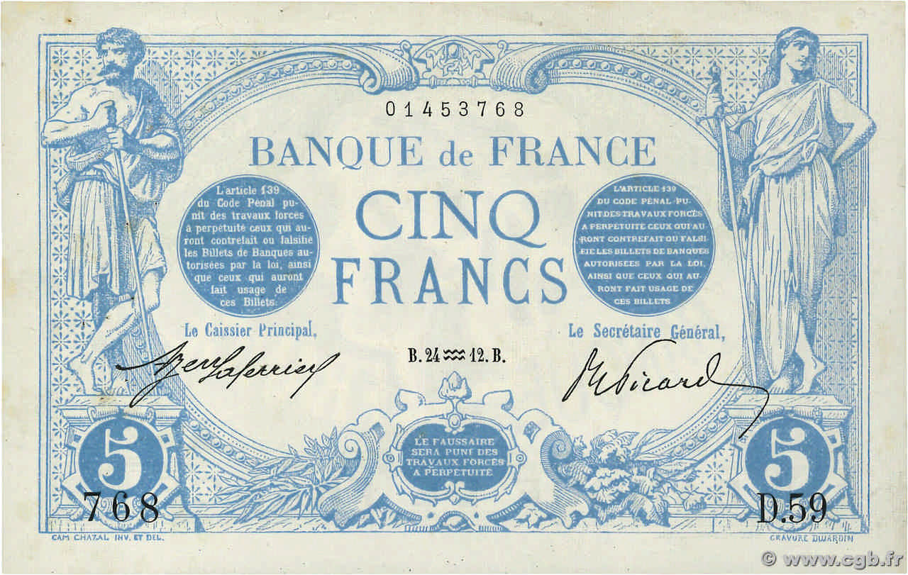 5 francs - Bleu