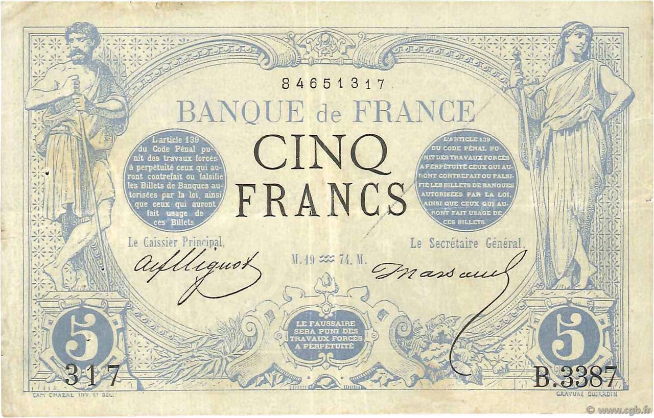 5 francs - Noir