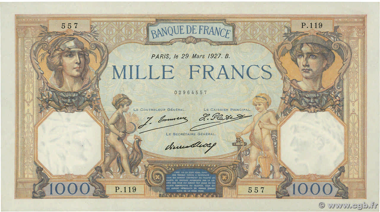 1000 francs - Ceres and Mercure