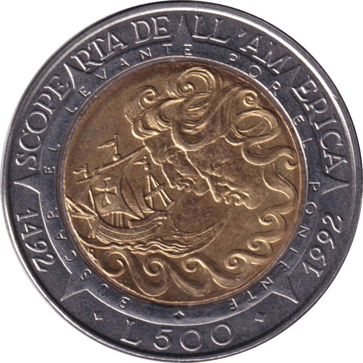 500 lire - Découverte des Amériques - 500 years