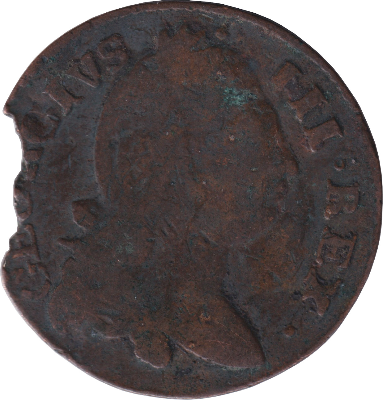 1/2 penny - George III - Buste jeune - Buste à longue chevelure