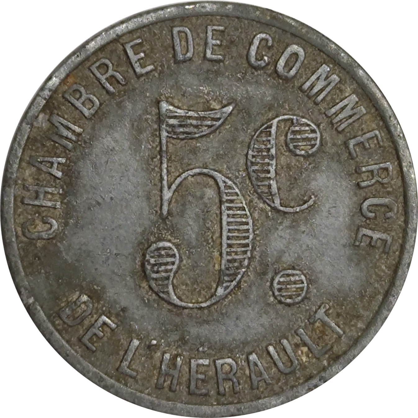 5 centimes - Chambre de Commerce - Sans tiges - Zinc - Grande légende