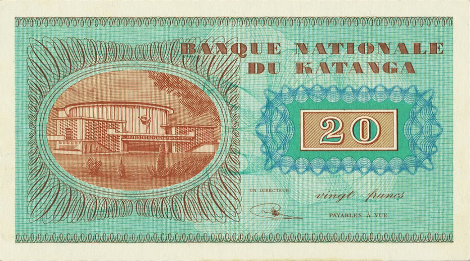 20 francs - Banque nationale du Katanga - Type 1
