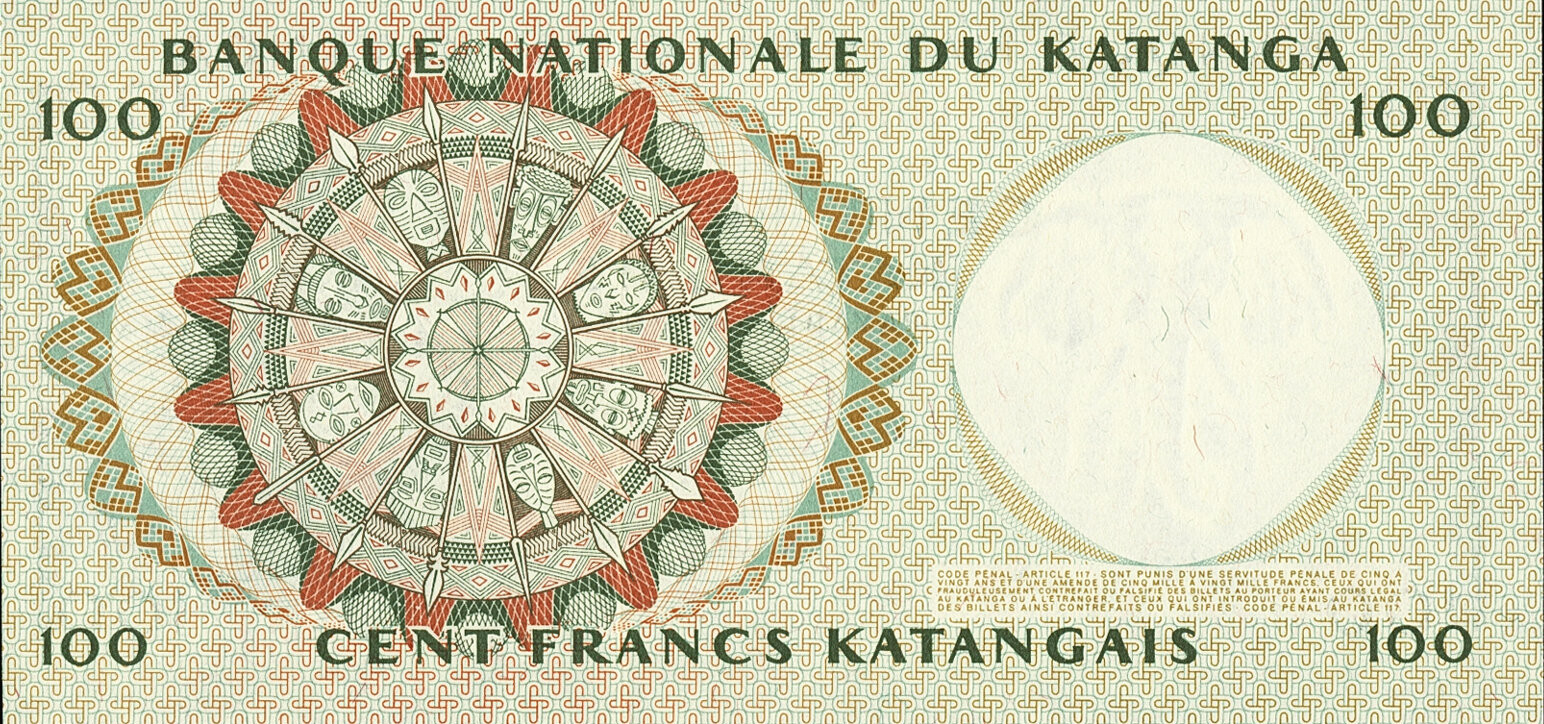 100 francs - Banque nationale du Katanga - Type 2