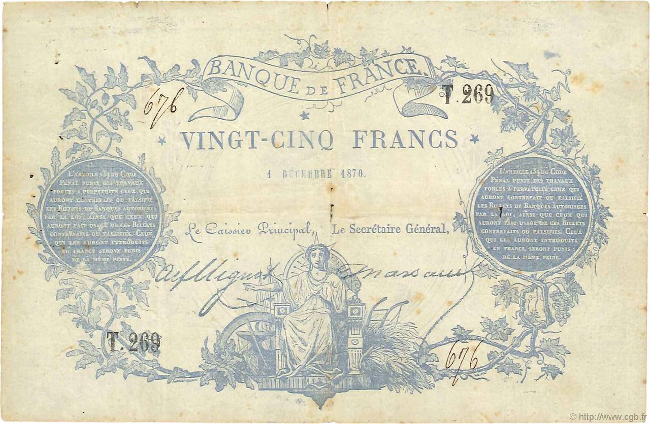 25 francs - Type 1870